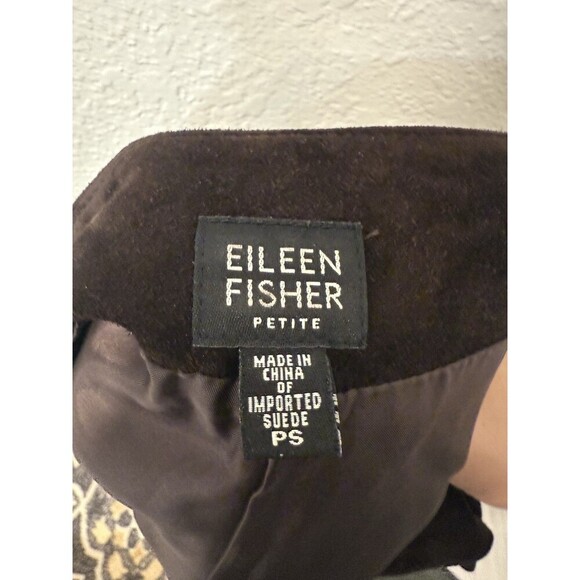 Eileen Fisher Goat Suede Chocolate Brown Skirt Lined Petite Small - Picture 6 of 8